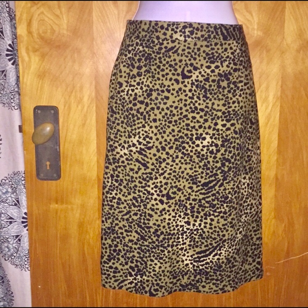 Marielena Collezione Black & Brown Leopard Print Pencil Skirt Size Medium